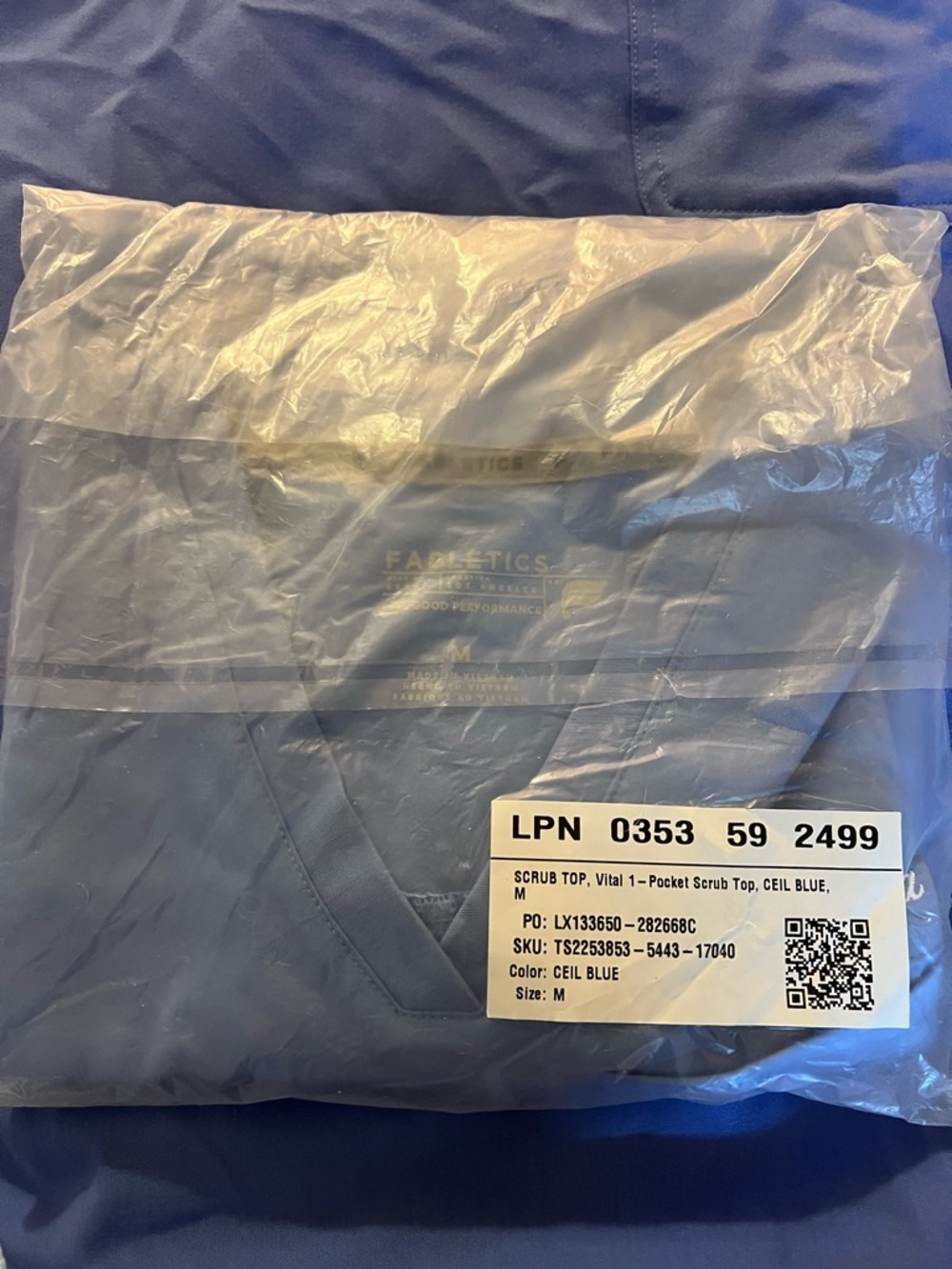 Fabletics Ceil Blue V-Neck Scrub Top